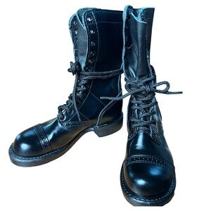 CORCORAN Women’s Lace Up Boot 1515 Black Leather Size 5 Military Moto Grunge